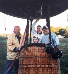 Dick Wilson, Zack Jones, John Kelly (pilot), Bill Jones on a hot air balloon launch in 2005.